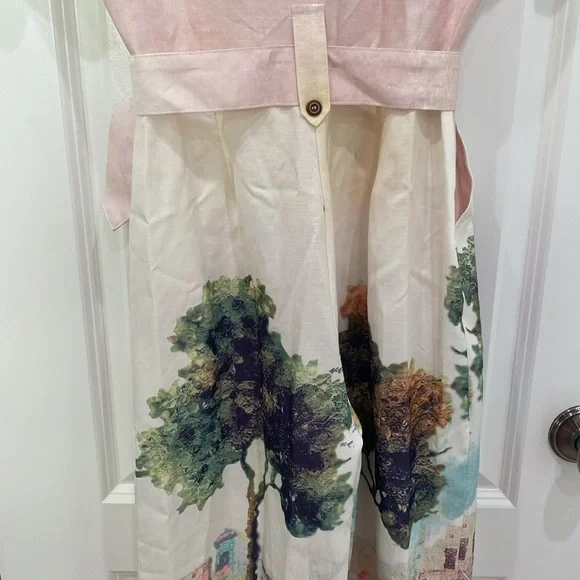 House of Maguie Tropical Mode Palm Print Utility Pockets Flared TrousersJumpsuit - Picture 13 of 17